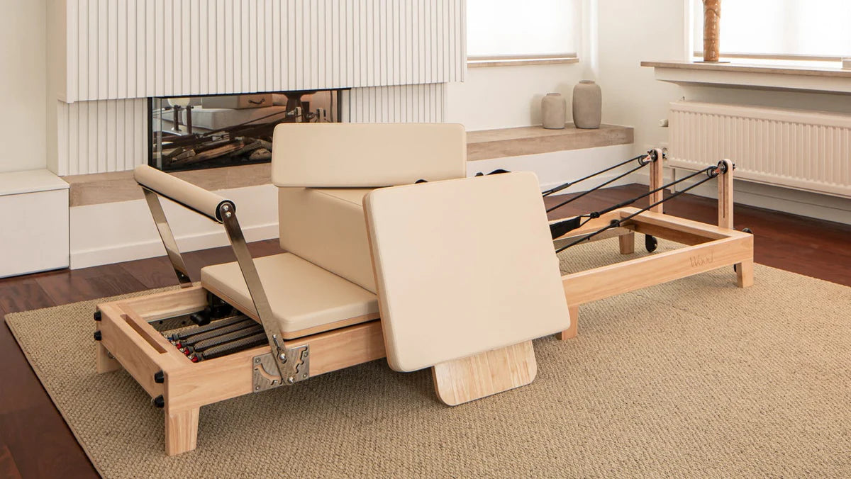 Eikenhouten reformer voor professionele Pilates trainingen wooden reformer