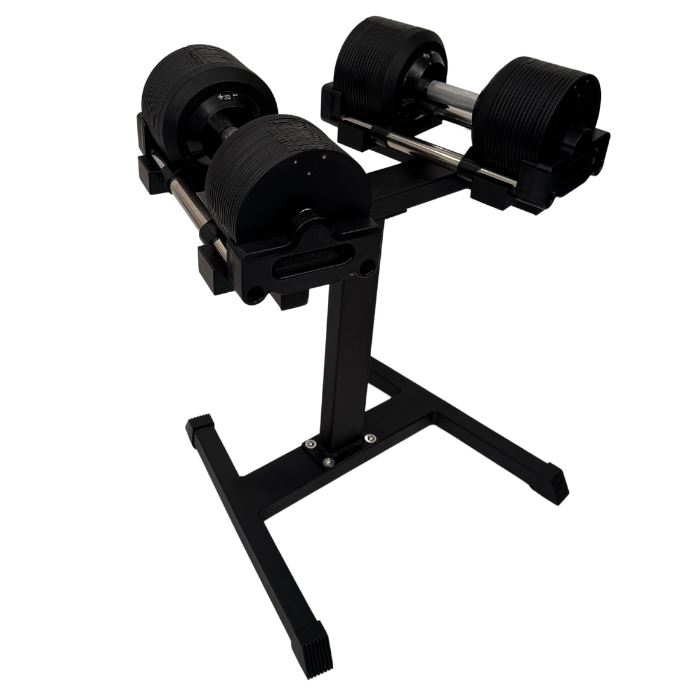 Verstelbare dumbbellset t/m 20 kg inclusief standaard