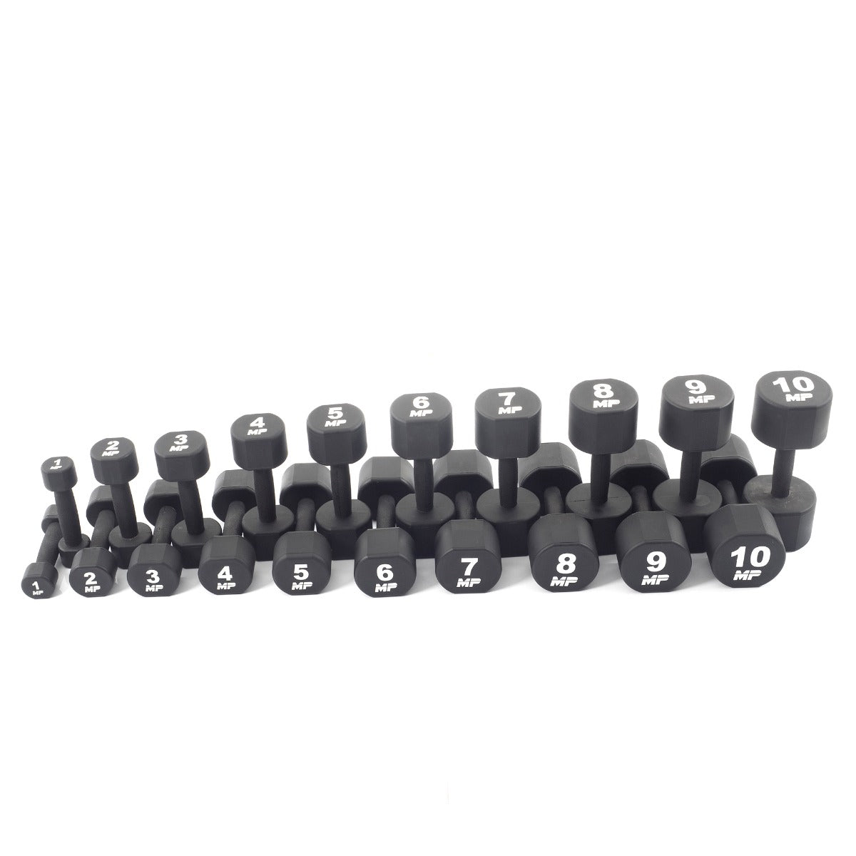 Premium dumbbellset 1-10 kg met polyurethaan halters