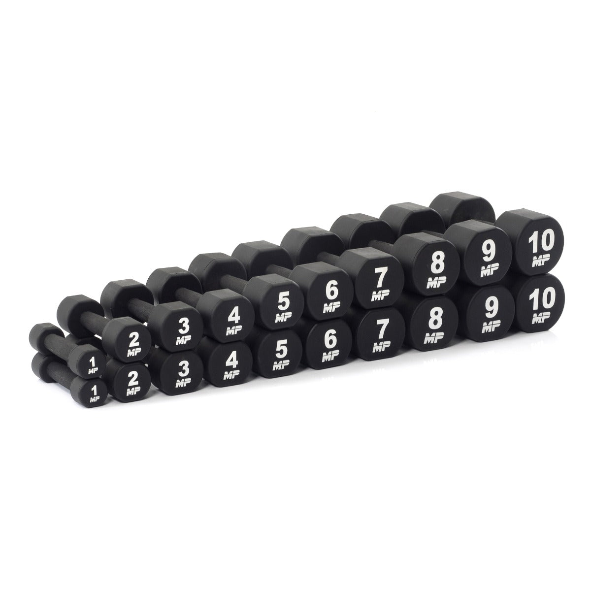 Muscle Power Dumbbellset 1 - 10 kg PU Urethaan micro - dumbbell, halter en krachttraining gewicht voor home gym en sportschool