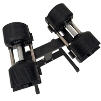 Dumbbellset 2 tot 20 kg met draaimechanisme bovenaanzicht