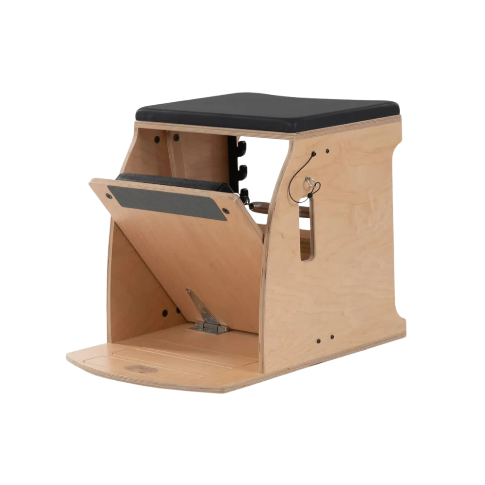 Balanced Body Wunda Chair Pilates chair zijaanzicht met verstelbare veerweerstand