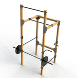 Buiten fitness krachtstation met barbell opleghaken