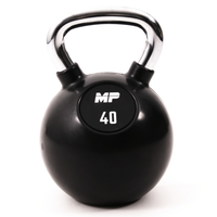 Rubber chrome kettlebell zwart in home gym 40kg