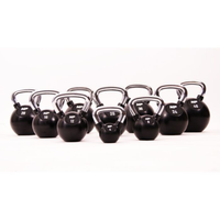 Rubber chrome kettlebells zwart in home gym alle gewichten foto