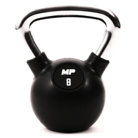 Rubber chrome kettlebell zwart in home gym 8kg