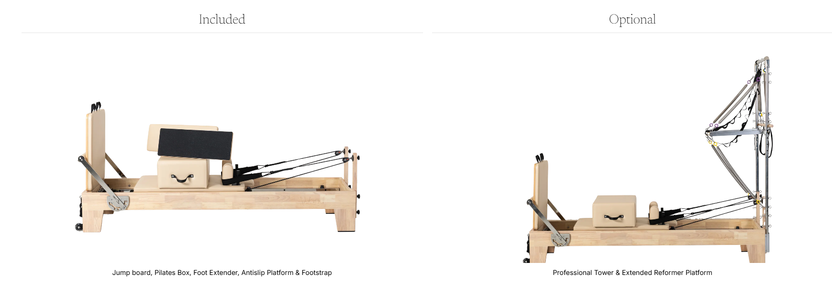 Premium reformer machine pilates voor dagelijks gebruik included en optional