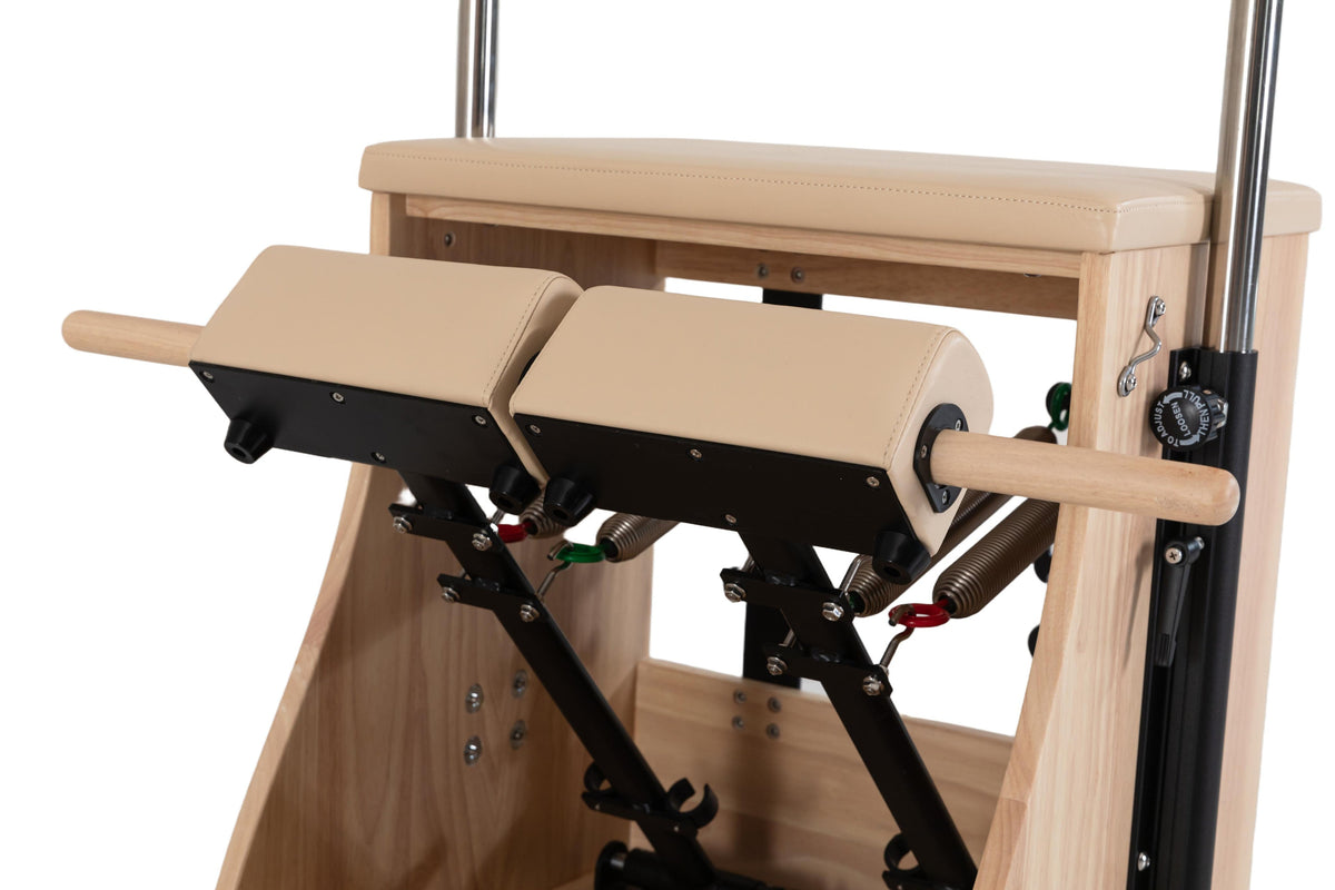 Pilates chair met split pedals close up