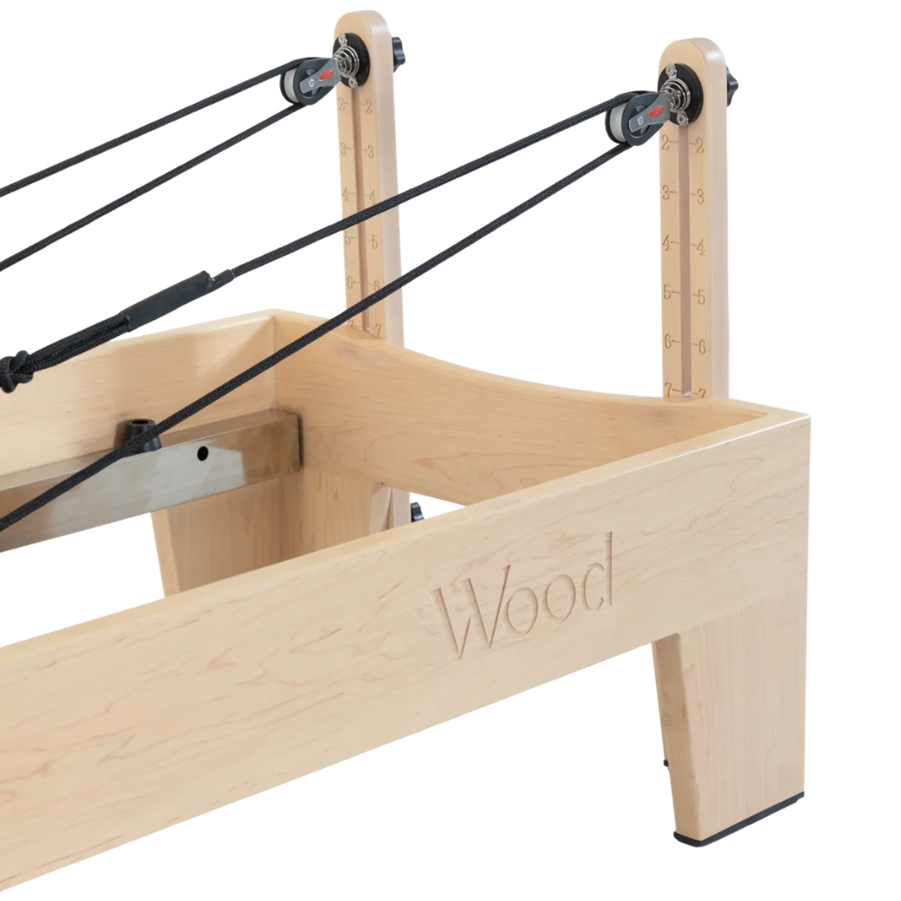 Pilates reformer met verhoogde carriage van 40 cm wooden reformer