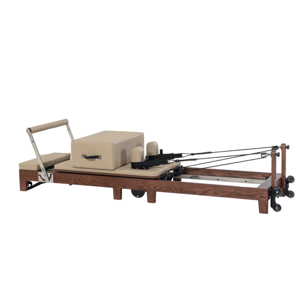 Opvouwbare reformer machine pilates met premium afwerking zijkant