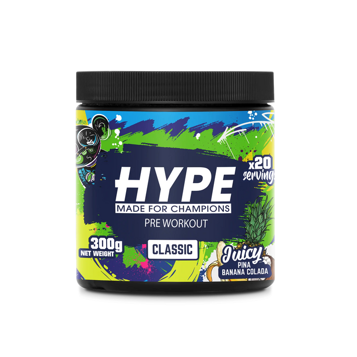 Pre Workout HYPE Classic Pina Banana Colada – Tropische Energie & Explosieve Pomp