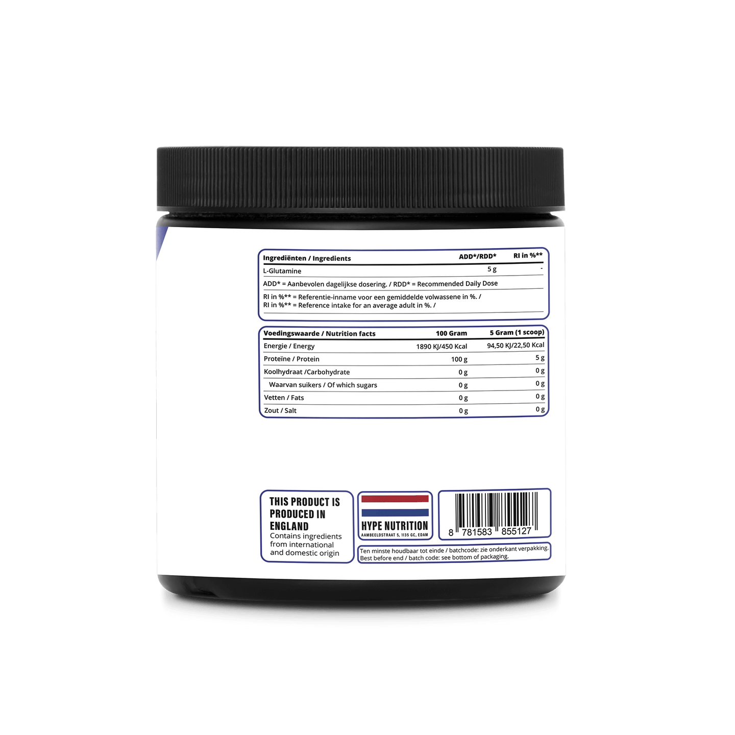Hype Nutrition L-Glutamine – Zuiver Aminozuur voor Herstel, Darmgezondheid & Immuunbalans