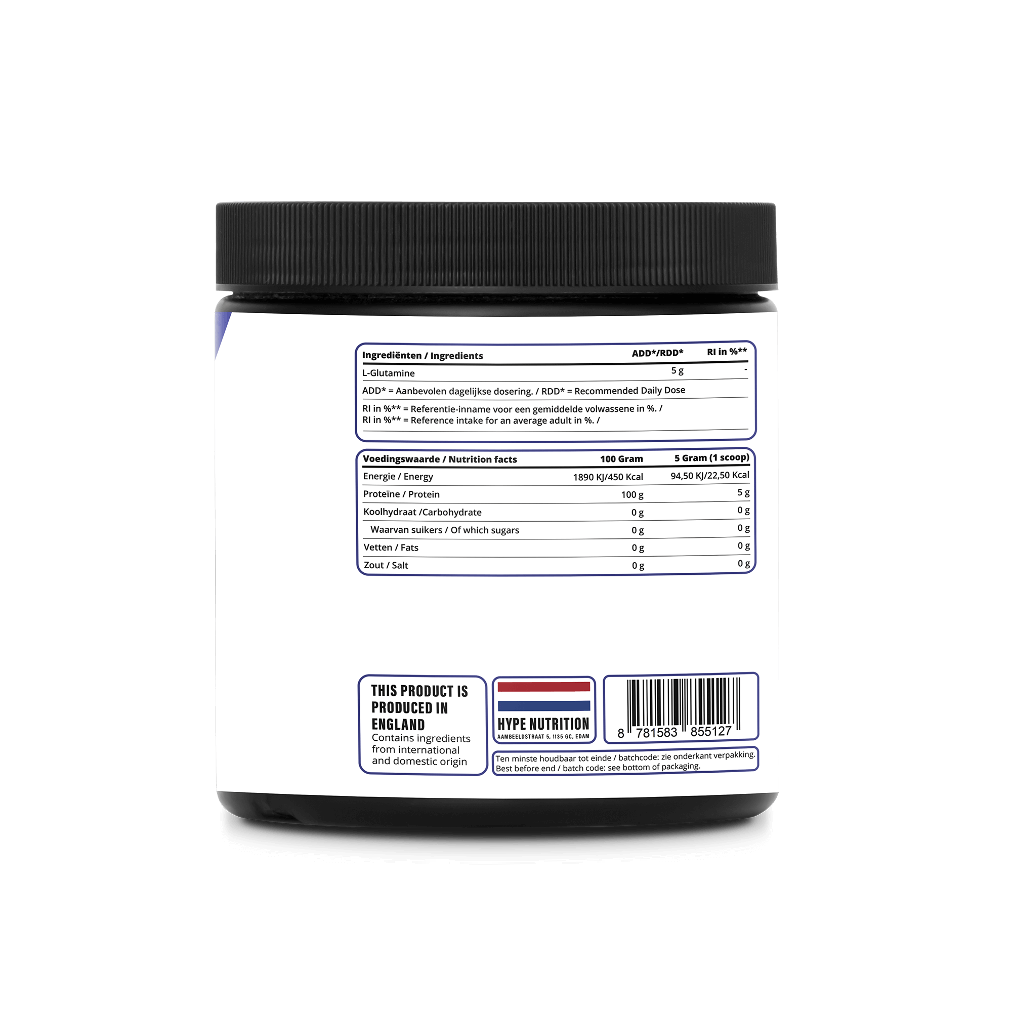 Hype Nutrition L-Glutamin – Reine Aminosäure für Erholung, Darmgesundheit & Immunbalance